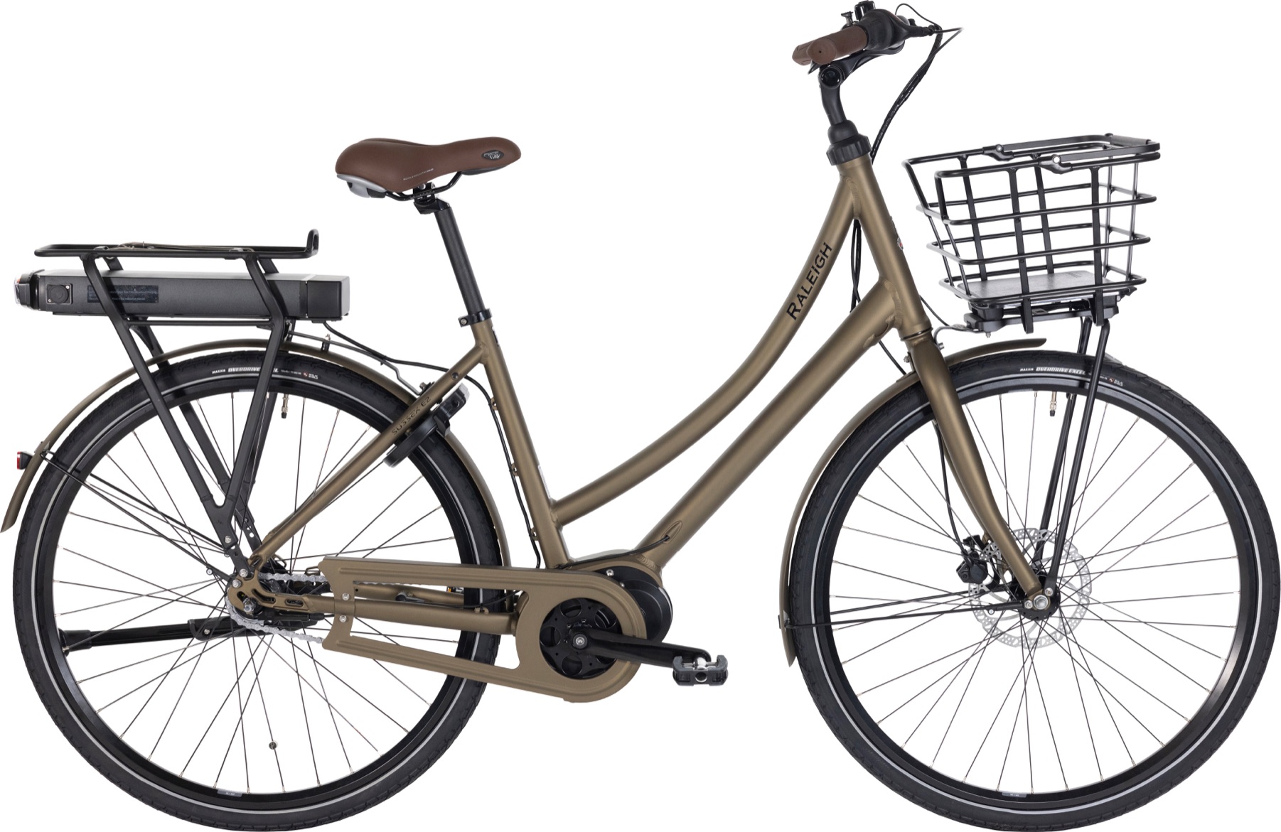 Raleigh Sussex E2 Dame 7 gear fodbremse mat sand inkl. 11,0 Ah batteri